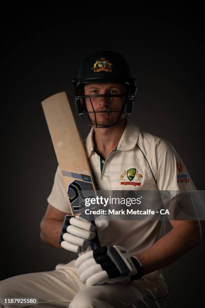 Cameron Bancroft poses during the Cricket Australia Men's Test Team Headshots Session on October 02, 2019 in Sydney, Australia.