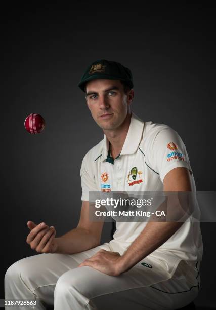 Pat Cummins poses during the Cricket Australia Men's Test Team Headshots Session on October 02, 2019 in Sydney, Australia.