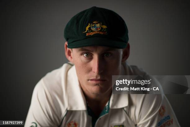 Marnus Labuschagne poses during the Cricket Australia Men's Test Team Headshots Session on October 04, 2019 in Sydney, Australia.