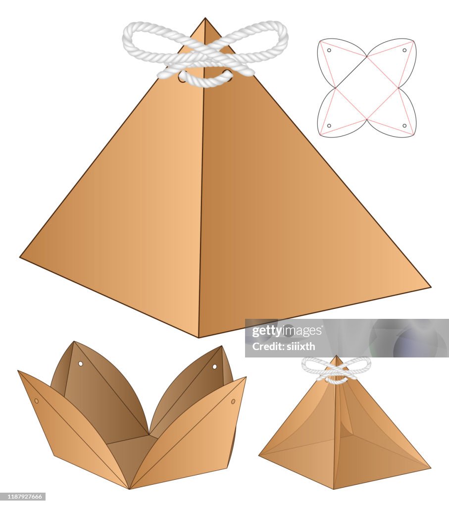 Pyramid Shape Box Packaging Die Cut Template Design High-Res Vector ...