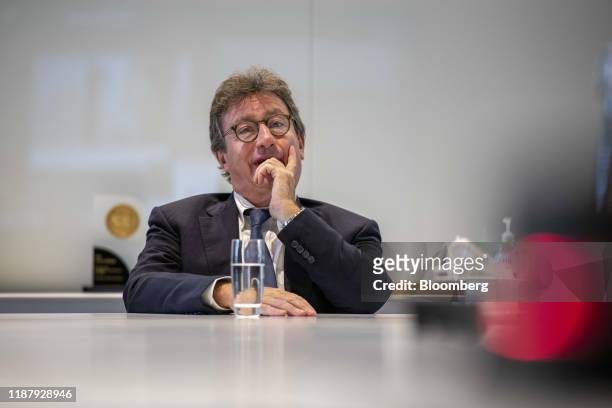 Louis Camilleri, chief executive officer of Ferrrari NV, speaks during an interview in London, U.K., on Friday, Sept. 27, 2019. The supercar...