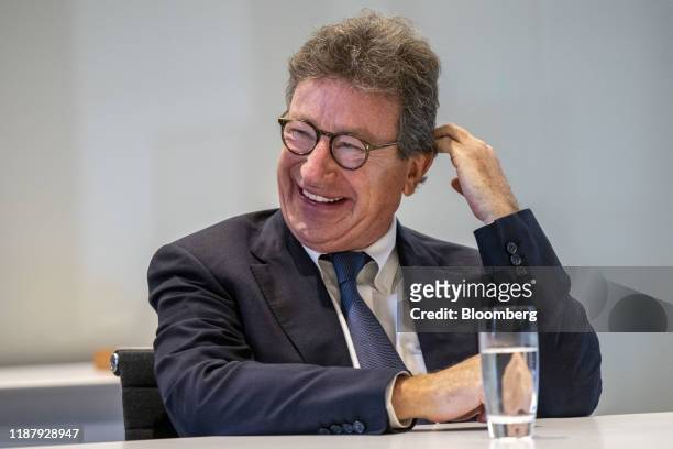 Louis Camilleri, chief executive officer of Ferrrari NV, reacts during an interview in London, U.K., on Friday, Sept. 27, 2019. The supercar...