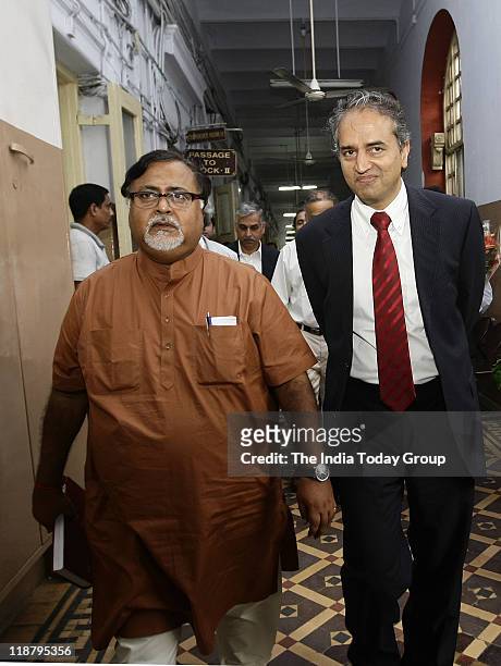 West Bengal Industry Minister Partha Chatterjee and Dr. Devi Shetty after the meeting at Writer's Building on Wednesday.