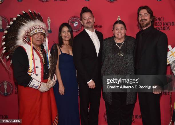 Chief Phillip Whiteman Jr., Rebecca Brando, Scott Cooper, Sacheen Littlefeather and Christian Bale attend the Red Nation Film Festival And Awards...