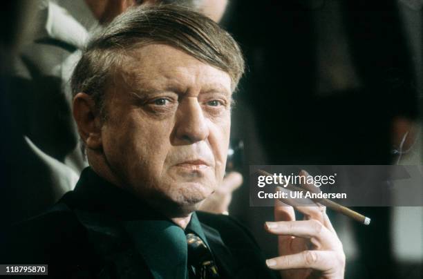 English writer Anthony Burgess on TV show Apostrophes taken on February 24, 1989 in Paris, France.