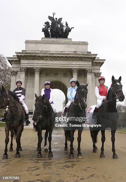 Willie Carson and Francesca Cumani during Vodafone Derby Festival 2006 - Photocall at Wellington Arch in London, Great Britain.