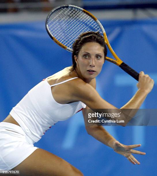 Anastasia Myskina ends the Greeks hopes for a medel in tennis, defeatiing Eleni Danilidou with a score of 7-5, 6-4 during the Athens 2004 Olympics...
