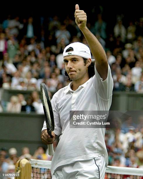 Sebastien Grosjean during his match against Tim Henman, Grosjean won in 4 sets, 7-6, 3-6, 6-3, 6-4 in a match that was delayed several times and held...