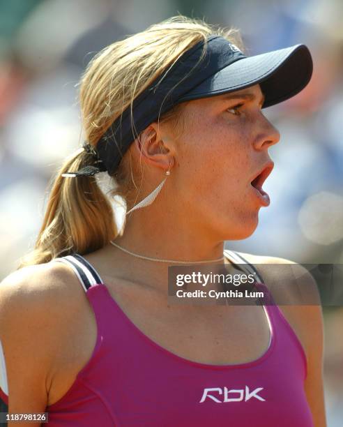 Nicole Vaidisova of Czech Republic in action during her loss to Russia's Svetlana Kuznetsova in the semifinals of the 2006 French Open at Roland...