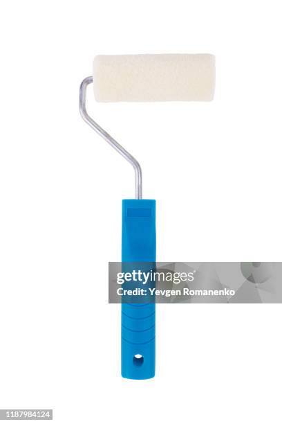 paint roller isolated on white background - white paint roller stock pictures, royalty-free photos & images