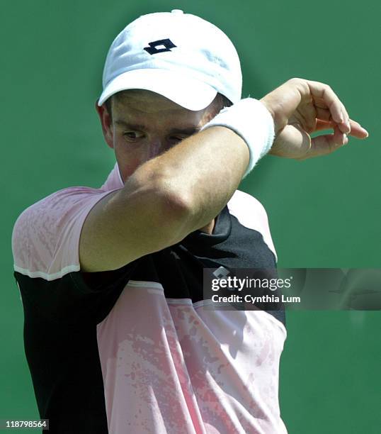 Dominik Hrbaty defeats Dick Norman 6-2, 7-5, 5-7, 4-6, 10-8 in the second round of the Australian Open at Melbourne Park in Melbourne, Australia on...