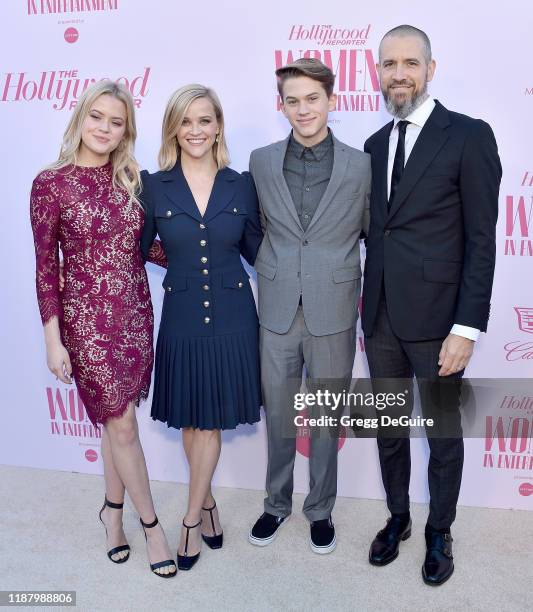 Ava Elizabeth Phillippe, Reese Witherspoon, Deacon Reese Phillippe, and Jim Toth arrive at The Hollywood Reporter's Annual Women in Entertainment...