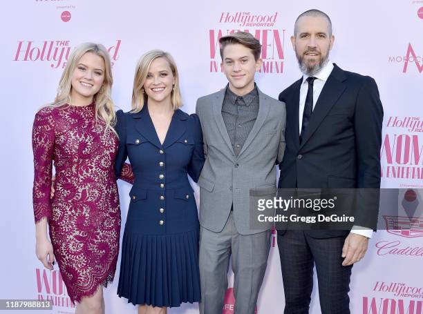 Ava Elizabeth Phillippe, Reese Witherspoon, Deacon Reese Phillippe, and Jim Toth arrive at The Hollywood Reporter's Annual Women in Entertainment...
