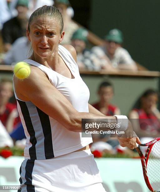 Mary Pierce. Mary Pierce wins a place in the French Open final, defeating Elena Likhovtseva 6-1, 6-1 at Roland Garros on June 2, 2005.