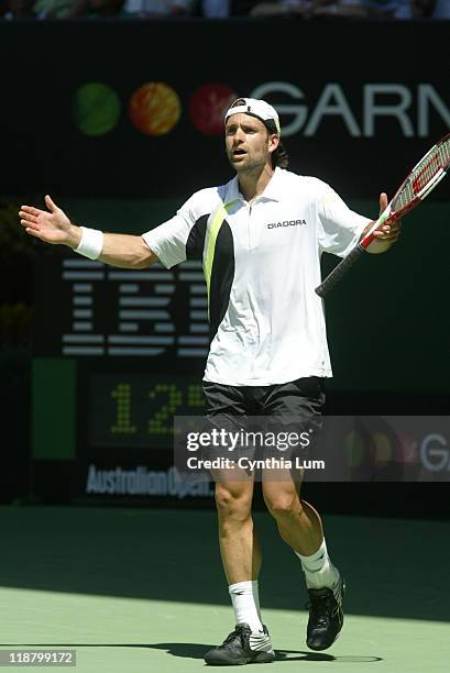 Nicolas Kiefer advances into the semi final round at the Australian Open in Melbourne, Australia defeating Sebastian Grosjean 6-3, 0-6, 6-4, 6-7 ,...