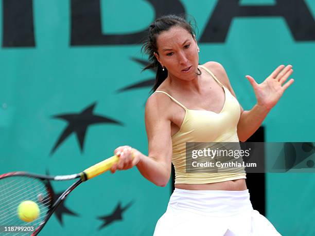 Jelena Jankovic of Serbia in action during her second round match against Marion Bartoli in the French Open at Roland Garros in Paris, France on May...