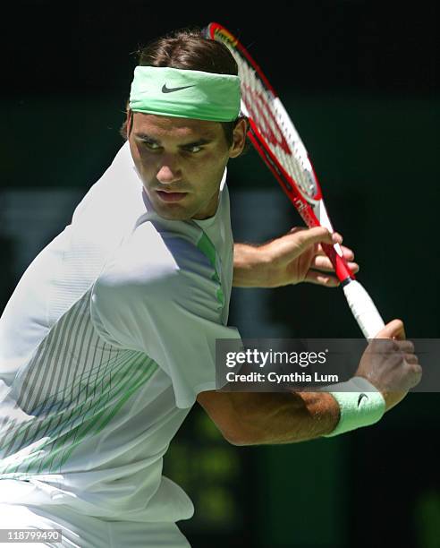 Roger Federer defeats Florian Mayer 6-1, 6-4, 6-0 in the second round of the Australian Open at Melbourne Park in Melbourne, Australia on January 19,...