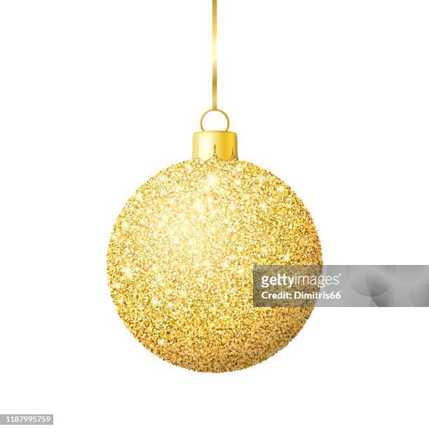 gold glitter shiny christmas ball - christmas bauble isolated stock illustrations