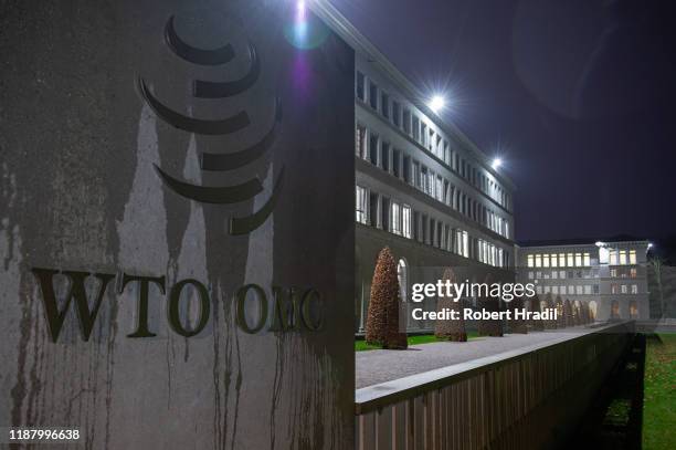 The headquarters of the World Trade Organization stands on December 11, 2019 in Geneva, Switzerland. The future of the WTO is in doubt following the...