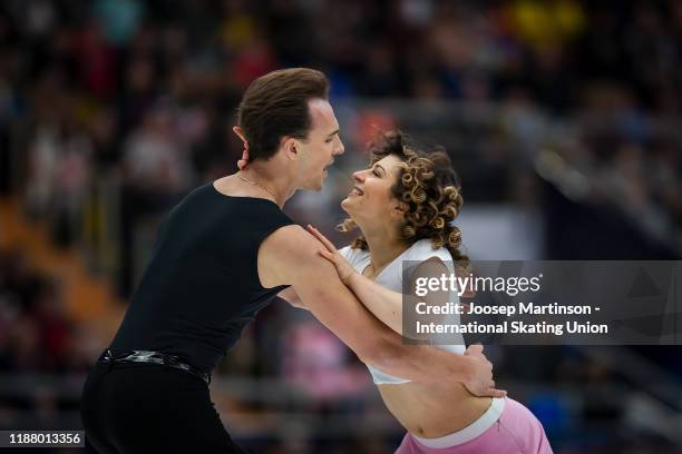 Natalia Kaliszek and Maksym Spodyriev of Poland compete in the Ice Dance Free Dance during day 2 of the ISU Grand Prix of Figure Skating Rostelecom...