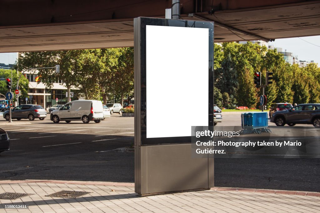 Blank advertisement panel at street