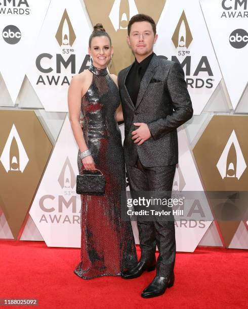 Gabi Dugal and Scotty McCreery attend the 53nd annual CMA Awards at Bridgestone Arena on November 13, 2019 in Nashville, Tennessee.
