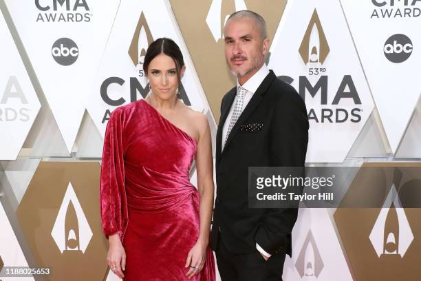 Kelleigh Bannen and Zane Lowe attend the 53nd annual CMA Awards at Bridgestone Arena on November 13, 2019 in Nashville, Tennessee.