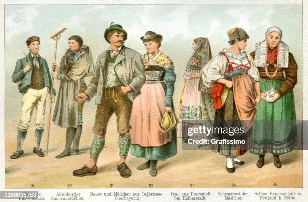 people in traditional clothing germany 1897 - traditional clothing stock illustrations