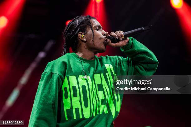 Rocky performs live in concert at the Ericsson Globe Arena on December 11, 2019 in Stockholm, Sweden. The American rapper performs in Stockholm,...