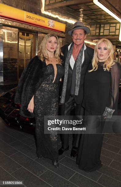 Taylor-Ann Hasselhoff, David Hasselhoff and Hayley Hasselhoff pose with KITT from Knight Rider at the gala party to celebrate David Hasselhoff...
