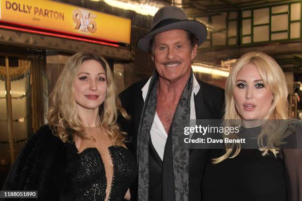 Taylor-Ann Hasselhoff, David Hasselhoff and Hayley Hasselhoff pose with KITT from Knight Rider at the gala party to celebrate David Hasselhoff...