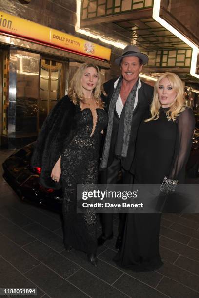 Taylor-Ann Hasselhoff, David Hasselhoff and Hayley Hasselhoff pose with KITT from Knight Rider at the gala party to celebrate David Hasselhoff...