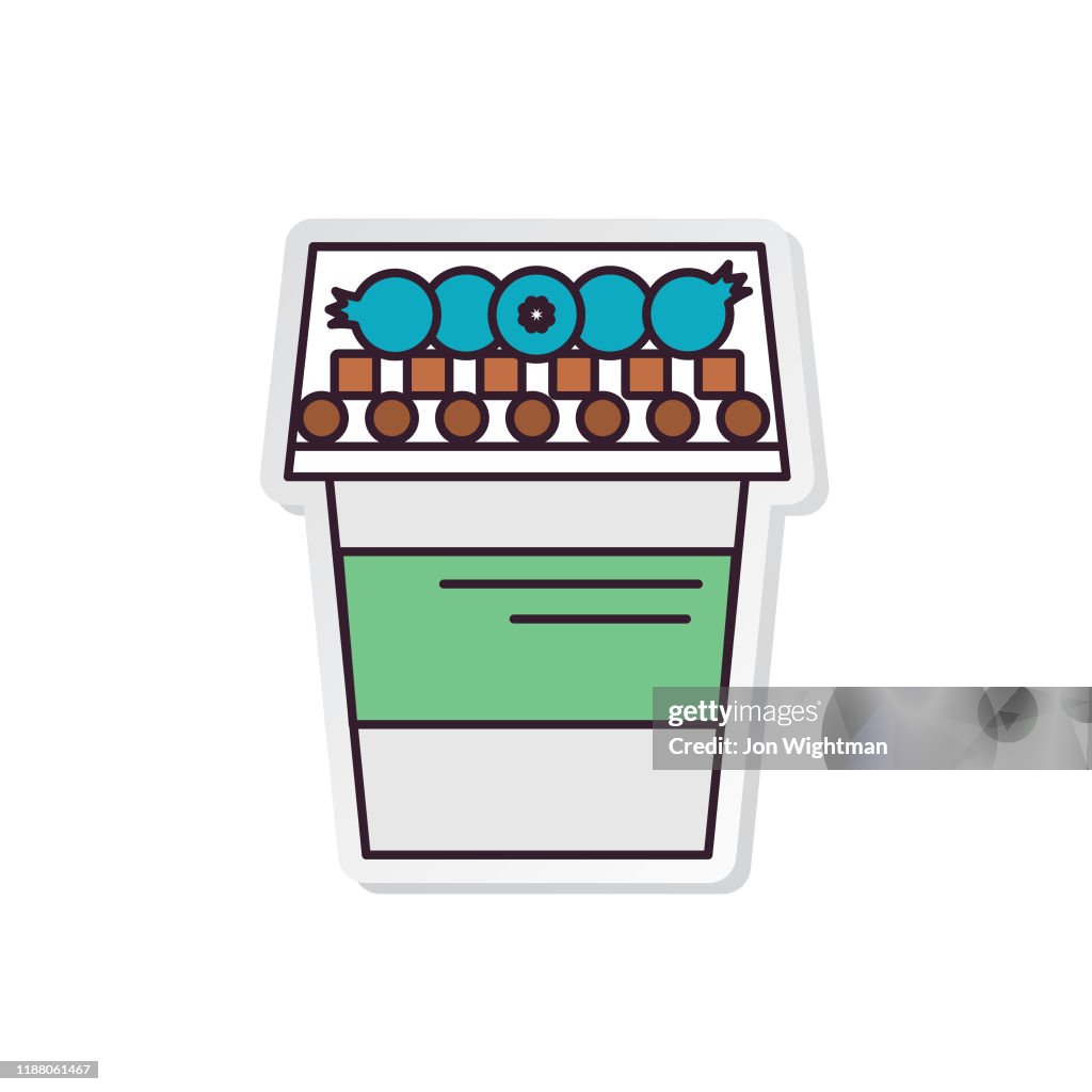 Thin Line Breakfast Icon Sticker - Parfait Cup