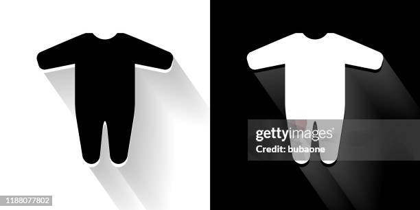 baby jumpsuit black and white icon with long shadow - jumpsuit stock illustrations