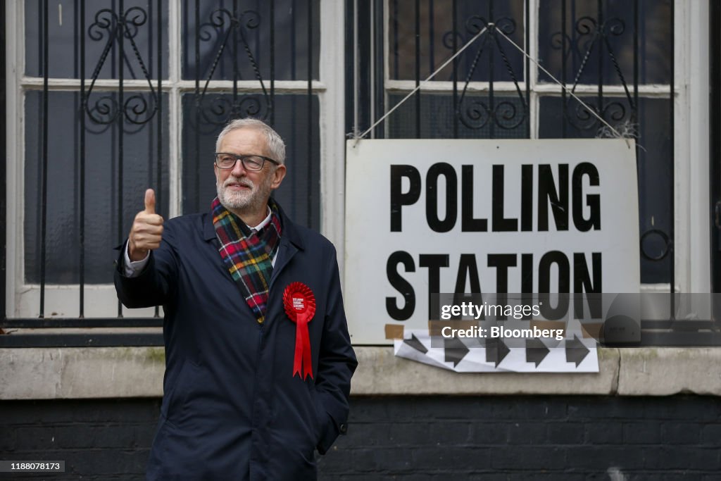 Labour Leader Jeremy Corbyn Votes In The U.K. General Election