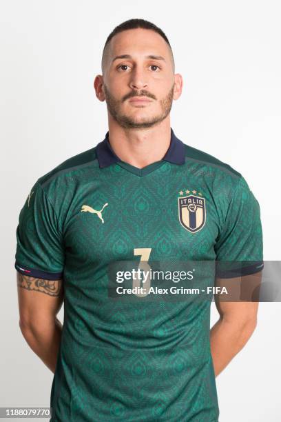 Marcello Percia Montani poses during the Italy team presentation prior to the FIFA Beach Soccer World Cup Paraguay 2019 on November 16, 2019 in...