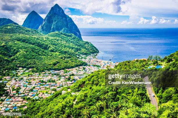 soufriére - pitons stock-fotos und bilder