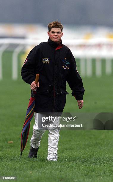 Top Australian jockey Craig williams walks the course at Kempton Park prior to the days racing, he is riding for his second season in England and...