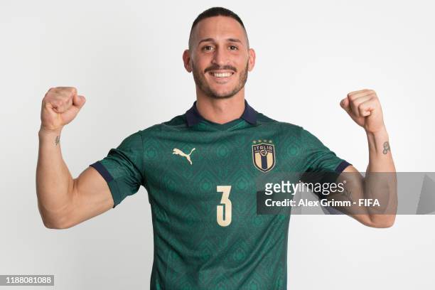 Marcello Percia Montani poses during the Italy team presentation prior to the FIFA Beach Soccer World Cup Paraguay 2019 on November 16, 2019 in...