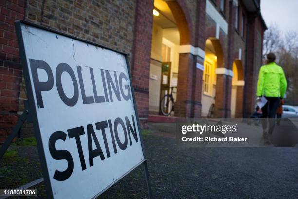 Voting arrive at the church of St. Saviour's in the south London borough of Lambeth, serving as a polling station for the UK's General Election 2...