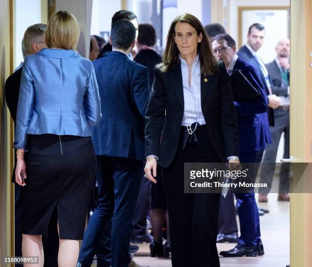Belgium Prime Minister Sophie Wilmes arrives for the first of a two-day summit of European Union leaders on December 12, 2019 in Brussels, Belgium....