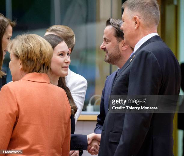 Belgium Prime Minister Sophie Wilmes is talking with the German Chancellor Angela Merkel, the Finnish Prime Minister Sanna Mirella Marin, the...