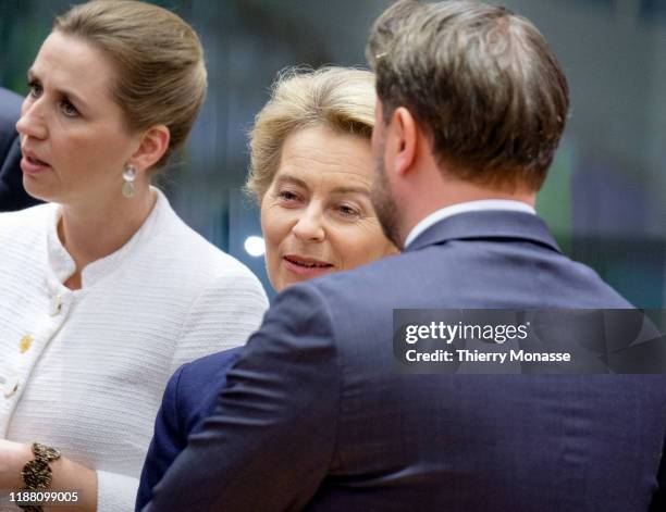 Danish Prime Minister Mette Frederiksen is talking with the President of the European Commission Ursula von der Leyen and the Luxembourg Prime...