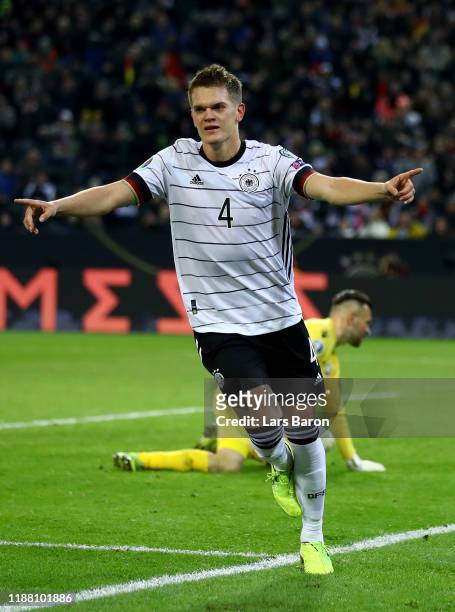 Matthias Ginther of Germany celebrates after scoring his teams first goal during the UEFA Euro 2020 Qualifier between Germany and Belarus on November...
