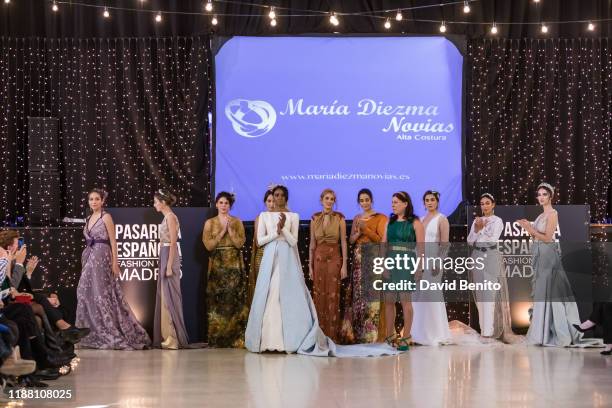 Designer María Diezma walks the runway at the María Diezma fashion show during the ‘Pasarela Española Fashion Week’ Show 2019 at Matadero on November...