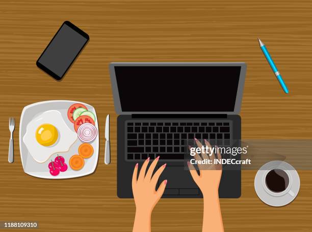 freelancers work - omelette stock illustrations