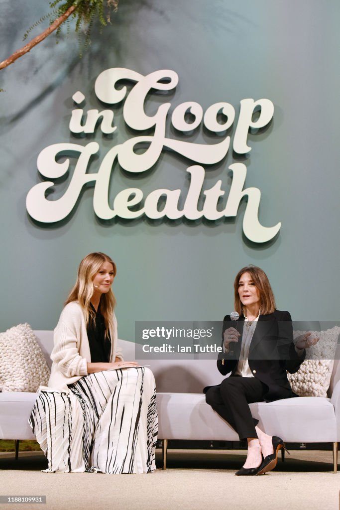 Goop Summit R Gwyneth Paltrow and Marianne Williamson speak onstage at the In goop ...