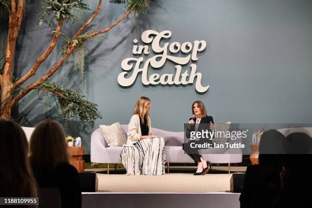 Gwyneth Paltrow and Marianne Williamson speak onstage at the In goop Health Summit San Francisco 2019 at Craneway Pavilion on November 16, 2019 in...