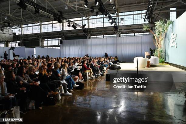 Gwyneth Paltrow and Marianne Williamson speak onstage at the In goop Health Summit San Francisco 2019 at Craneway Pavilion on November 16, 2019 in...