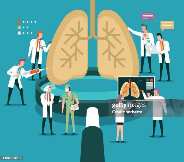 magnifying glass - human lungs - surgeon stock illustrations